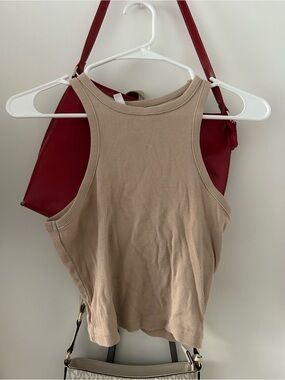 H&M Beige Ribbed Racerback Tank Top